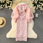 Off-shoulder Flared Sleeve Crochet Dress