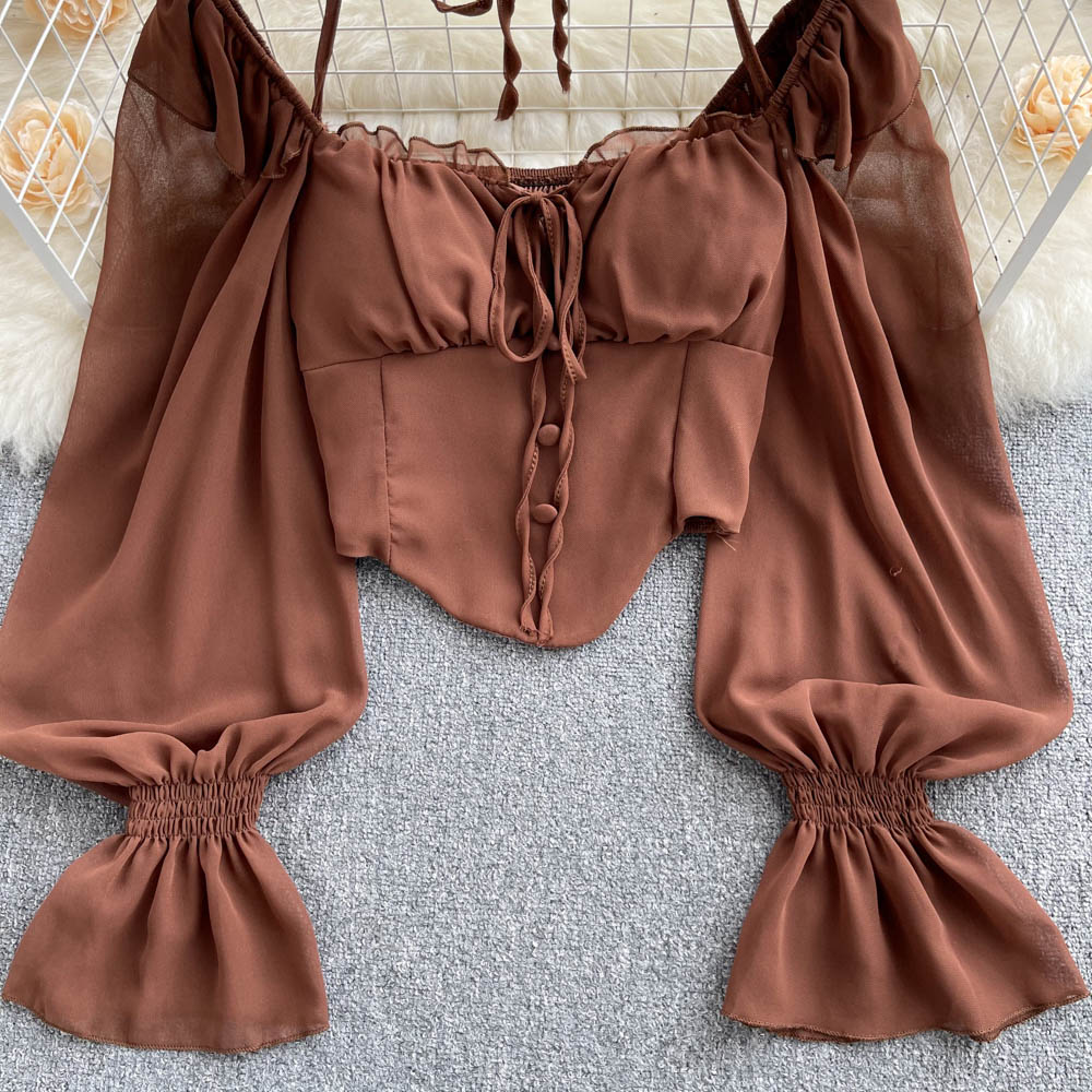 Loose Lace-up Halter Shirt