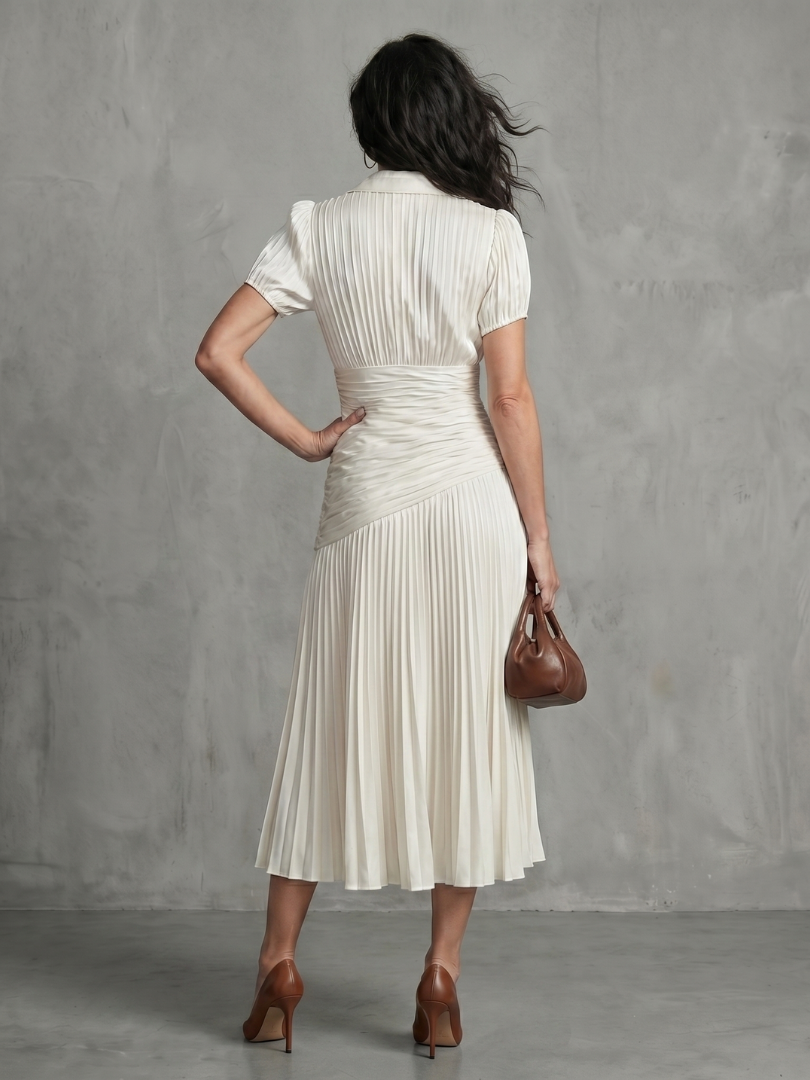 Selena | Pleated-Waist Midi Dress