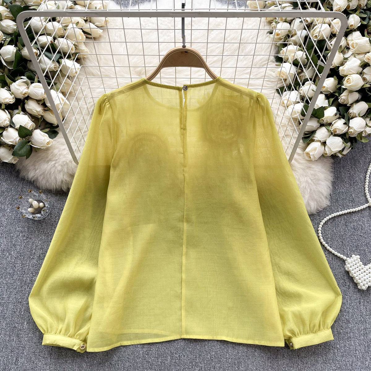 3d Floral Puffy Sleeve Shirt