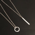 Metal Bar Tassel Layered Necklace