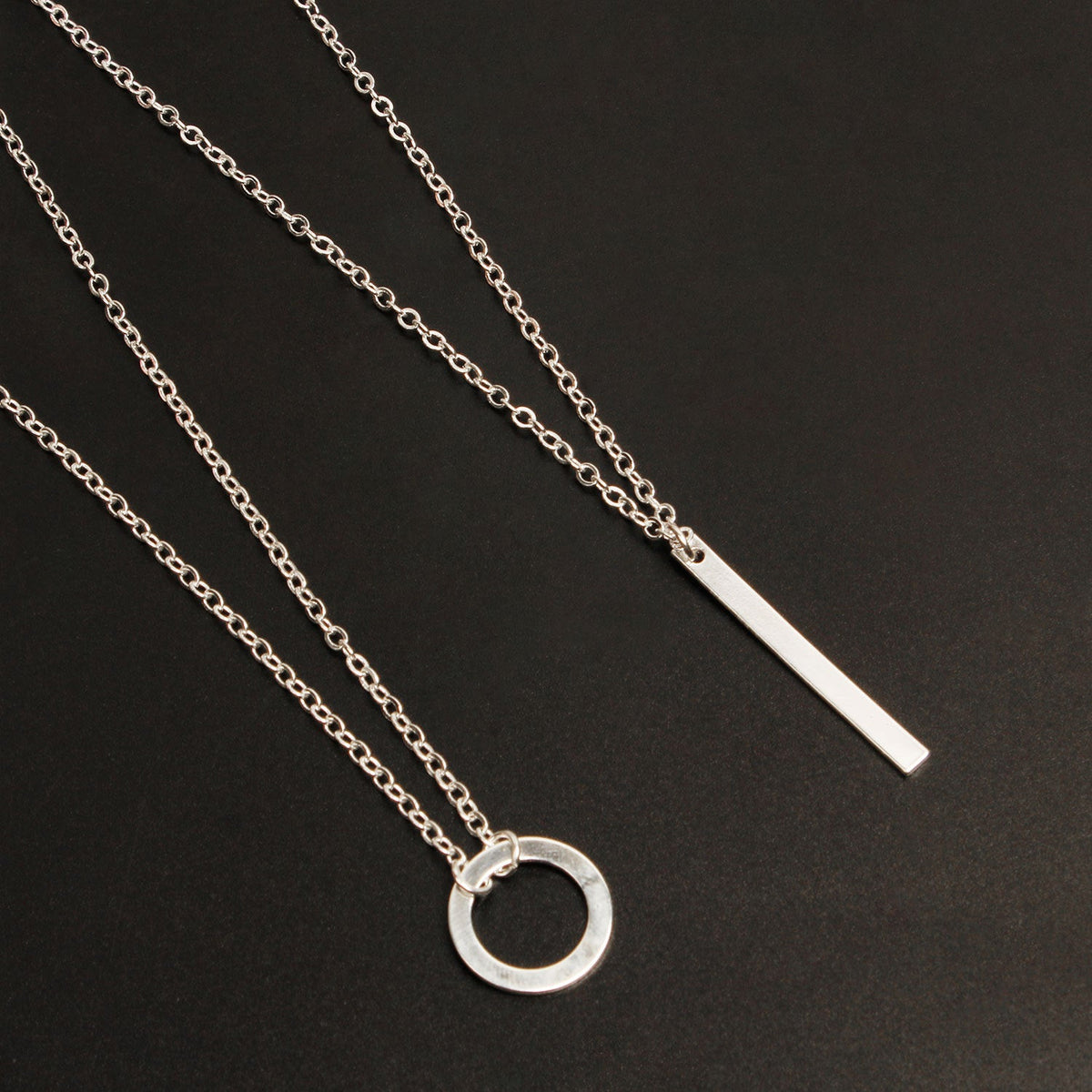 Metal Bar Tassel Layered Necklace