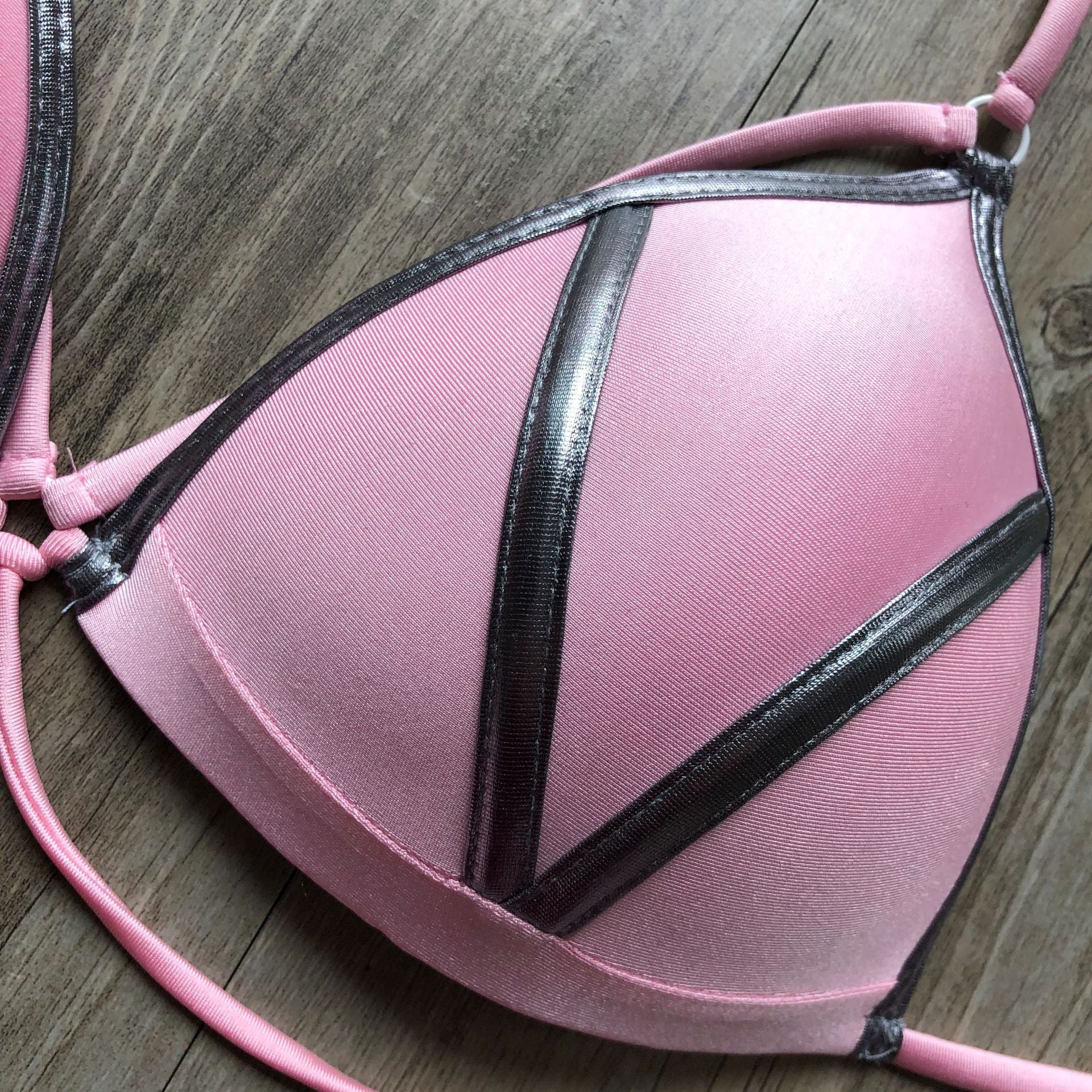 Stamping Patchwork Strappy Bikini