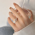 Flower Pearl Patchwork Alloy Ring