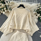 Cable Sweater&Half-body Skirt 2Pcs