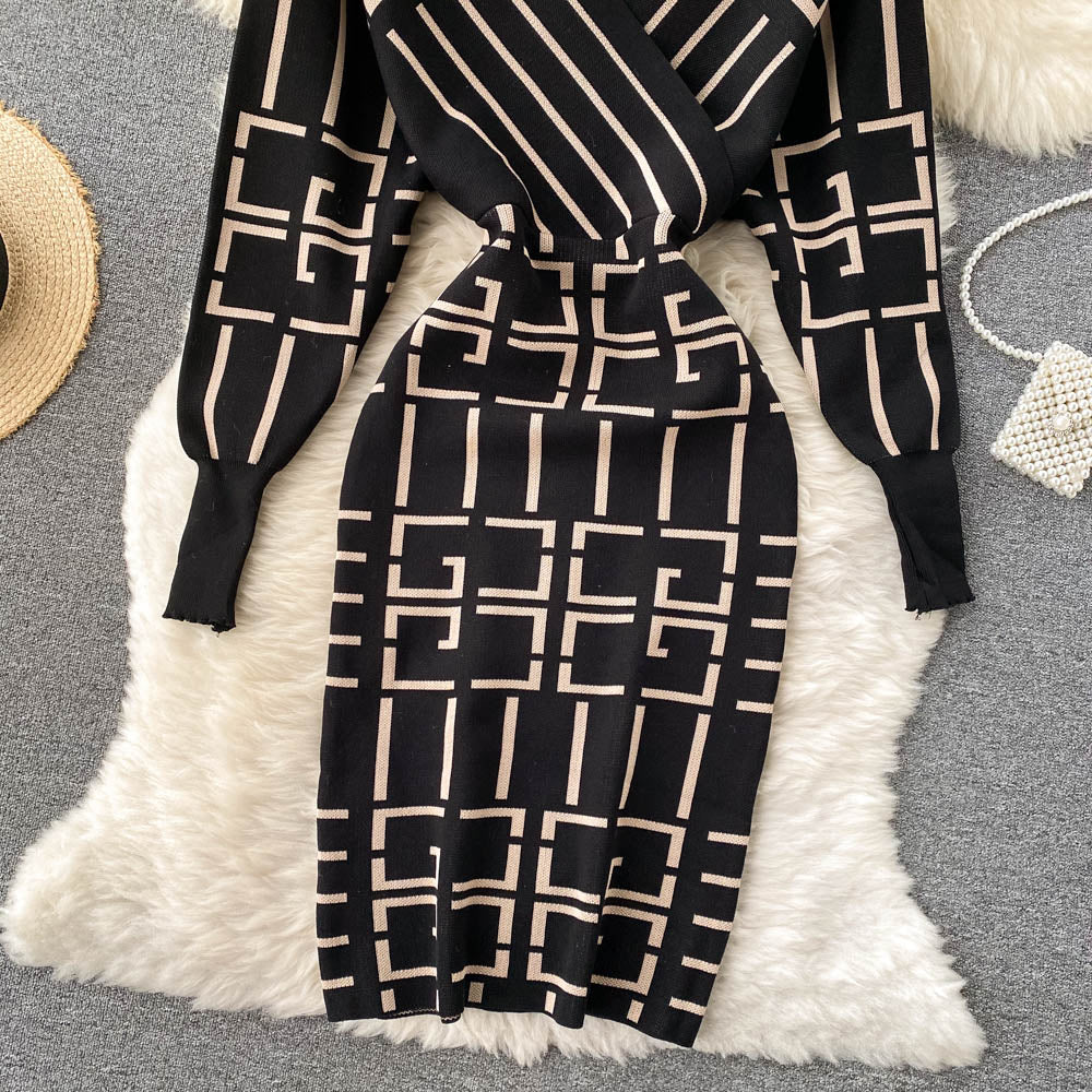 V-neck Knitted Dress