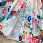 Vintage Ruffled Floral Shirt Dress