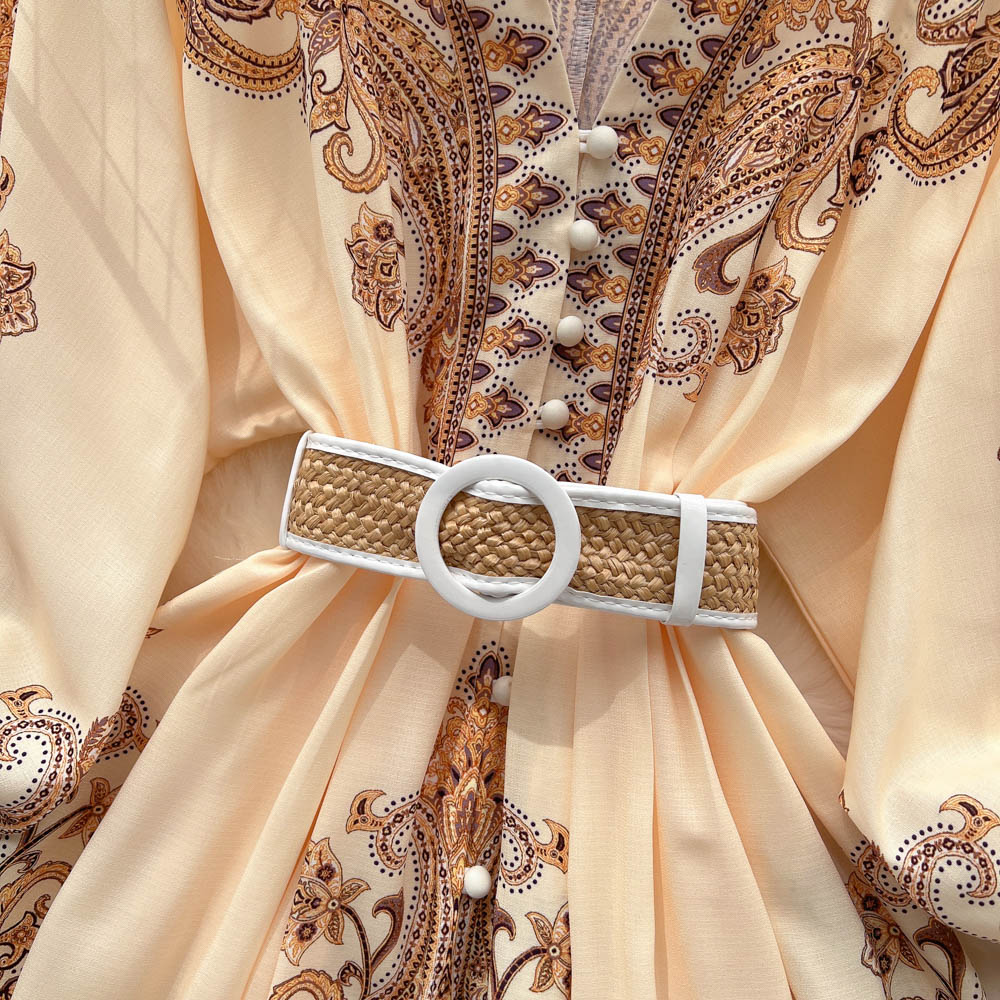 Courtly Printed Lace-up Dress