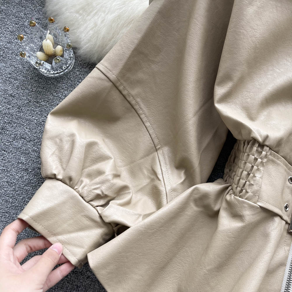 Niche Waist-slimming Leather Jacket