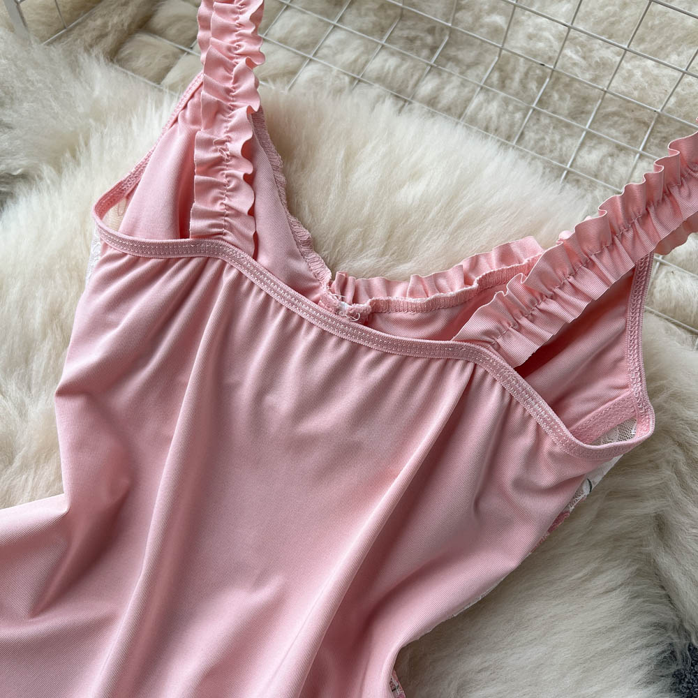 Pink Lace Embroidered Floral Jumpsuit