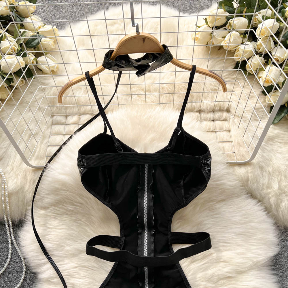 Dark Niche Zipped Leather Jumpsuit