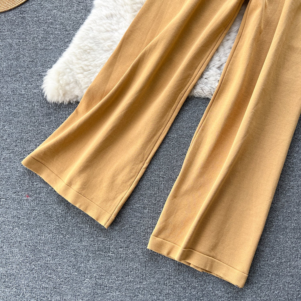Color Blocking Jumper&Trousers Knitted 2Pcs