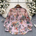 Vintage Floral Printed Loose Shirt