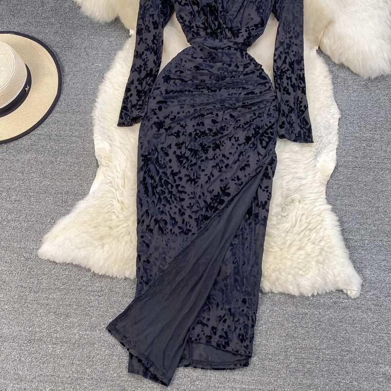 Bronzing Print V-neck Dress