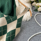 Cardigan&Rhombus Slip Dress Knitted 2Pcs