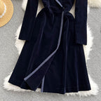 Velvet Dress With Suit Collar