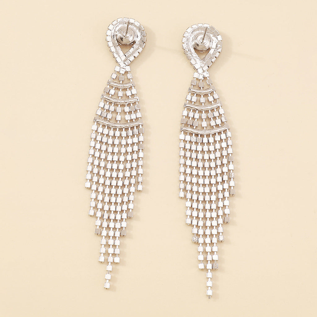 Tassel Dripping Rhinestone Earrings
