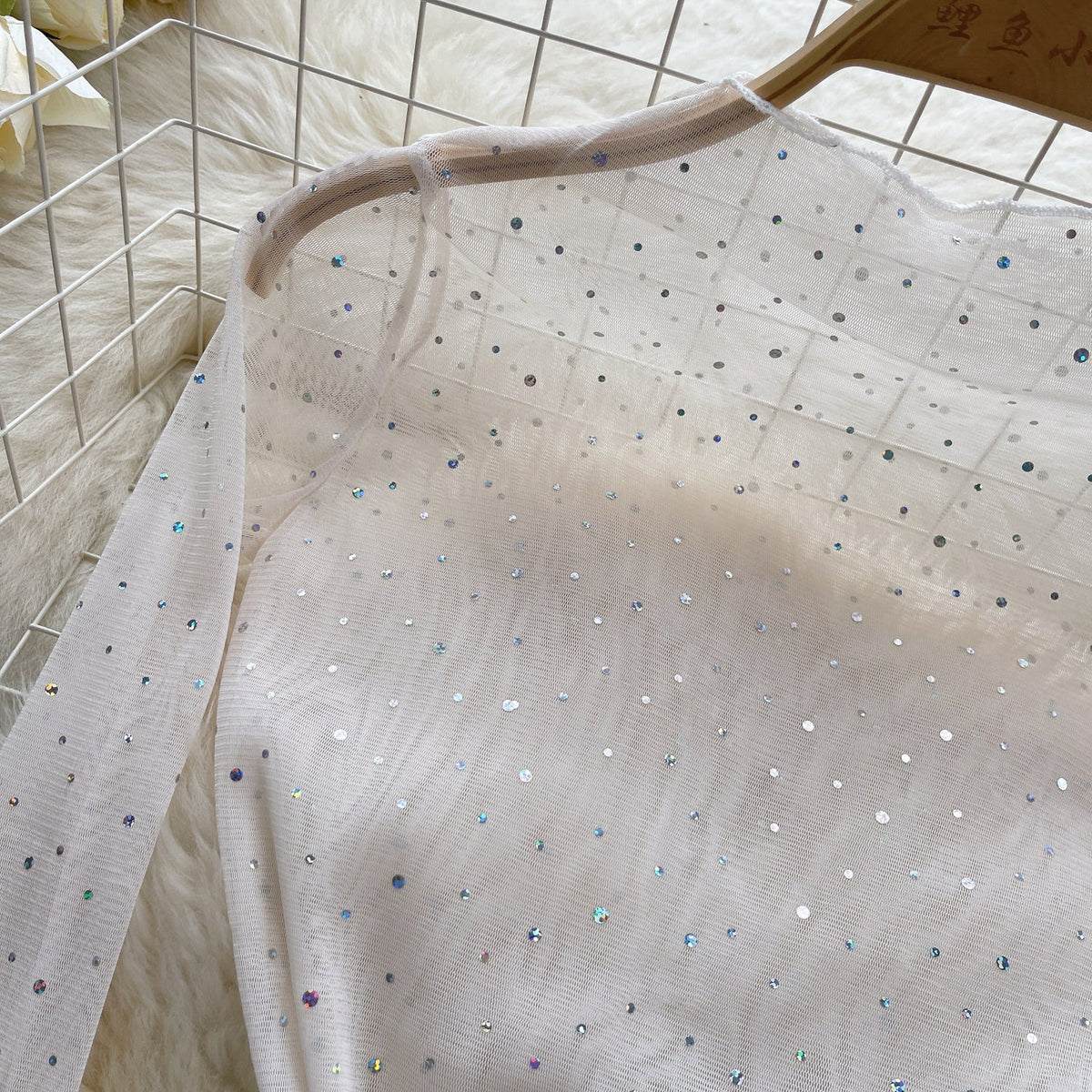 Rhinestone Studded See-through Bottoming Top