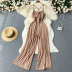 Solid Color Draped Slip Jumpsuit