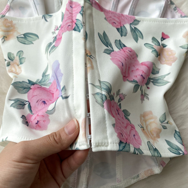 Off-shoulder Floral Printed Short Top