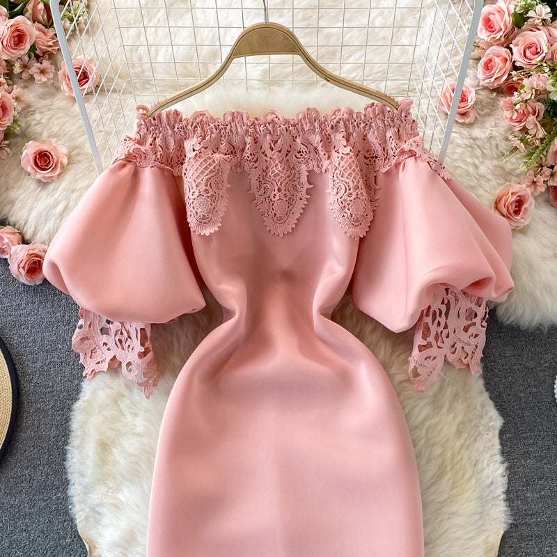 Vintage Lace Off-the-shoulder Dress