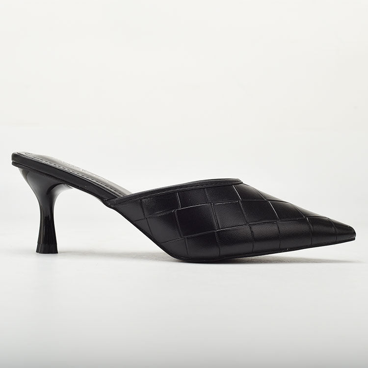 Stone Stiletto Slippers With Pointed Toes