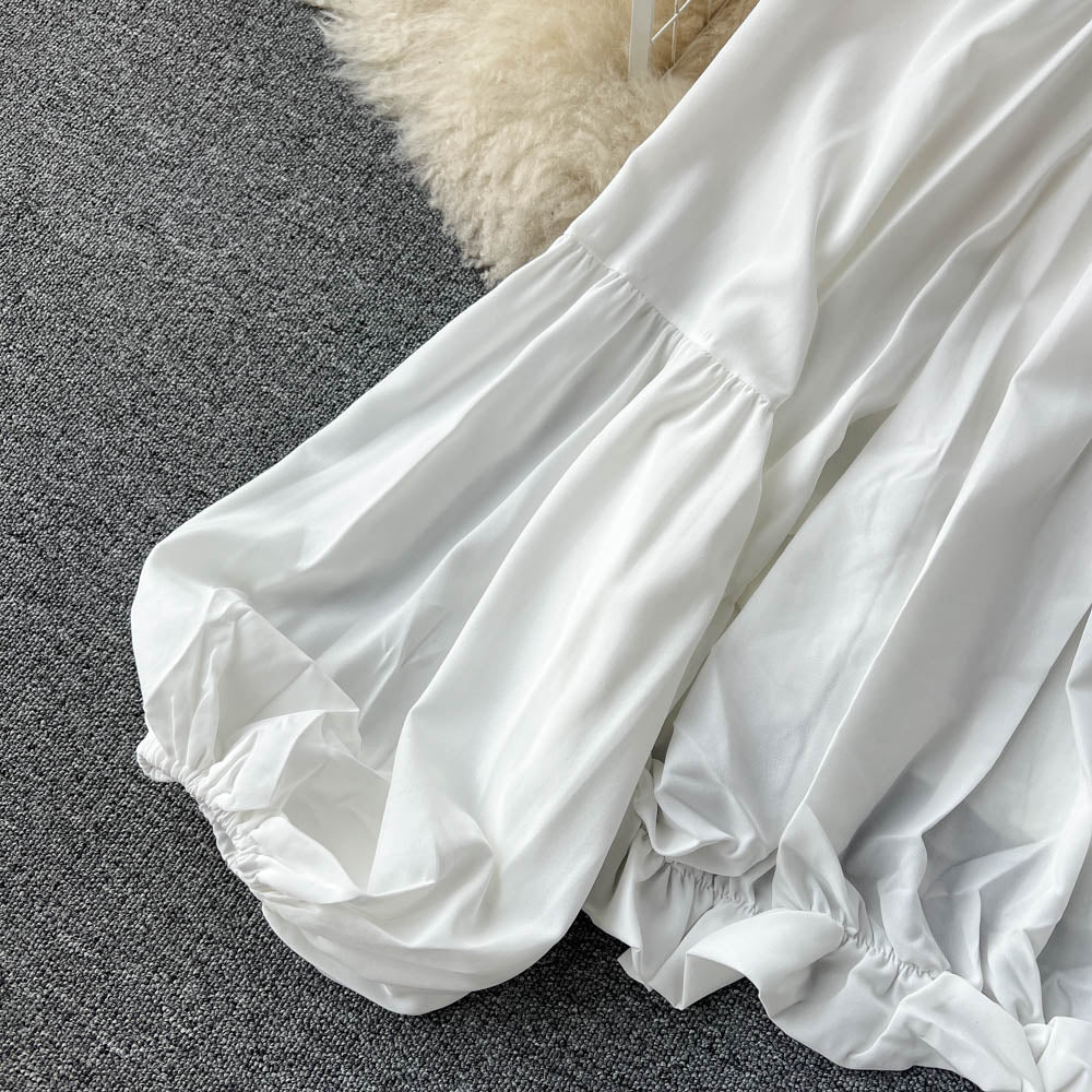 Puffy Sleeve Lapeled Short Blouse