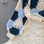 Flared Sleeve Hollowed Crochet Knitted Top