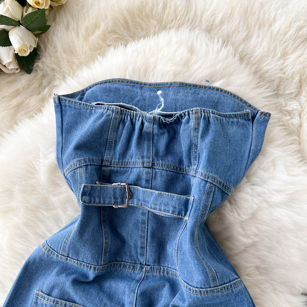 Vintage Ripped Denim Jumpsuit