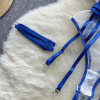 Mesh Patchwork Crossover Halter Jumpsuit