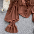 Loose Lace-up Halter Shirt