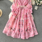 Courtly Floral Dress&Bottoming Slip Dress