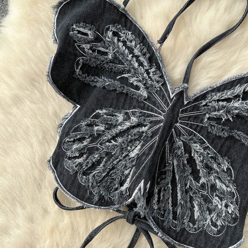 3D Butterfly Strapped Backless Top