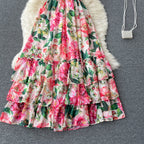 Courtly Floral Printed Chiffon Dress