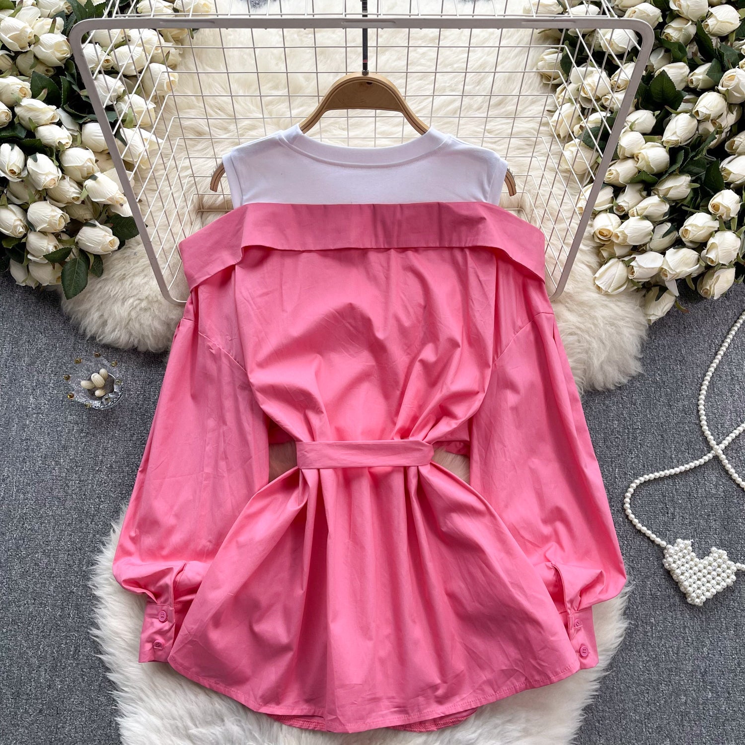 Niche Faux Two-pieces Patchwork Top