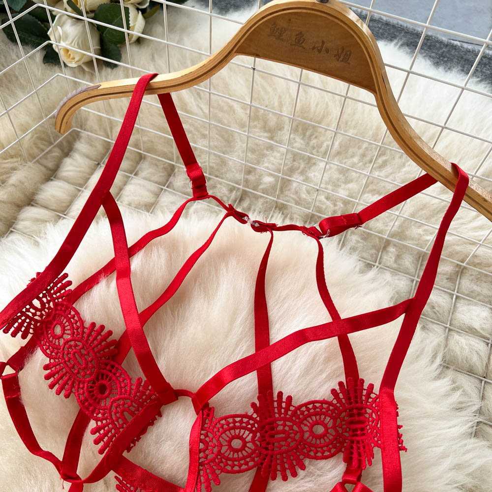 Red Lace Strappy Skinny Jumpsuit
