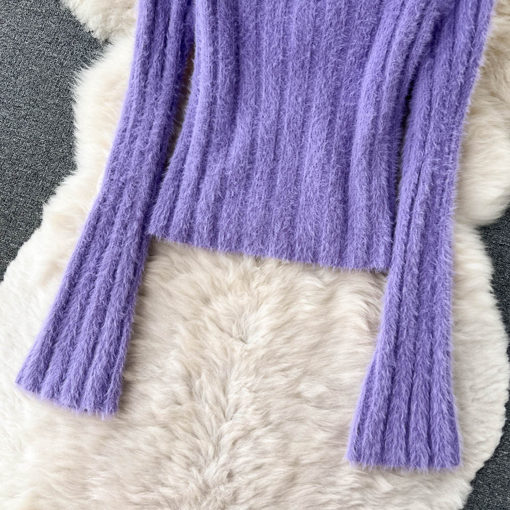 Short Sweater&High-waist Skirt 2Pcs