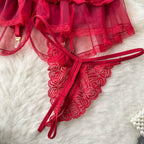 Vintage Mesh Ruffled Halter Dress