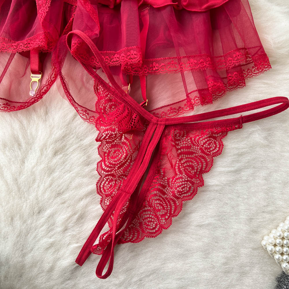 Vintage Mesh Ruffled Halter Dress