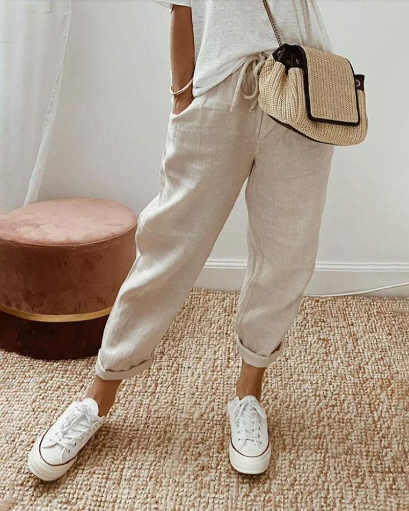 Aisha | Elastic-Waist Fluid Pants