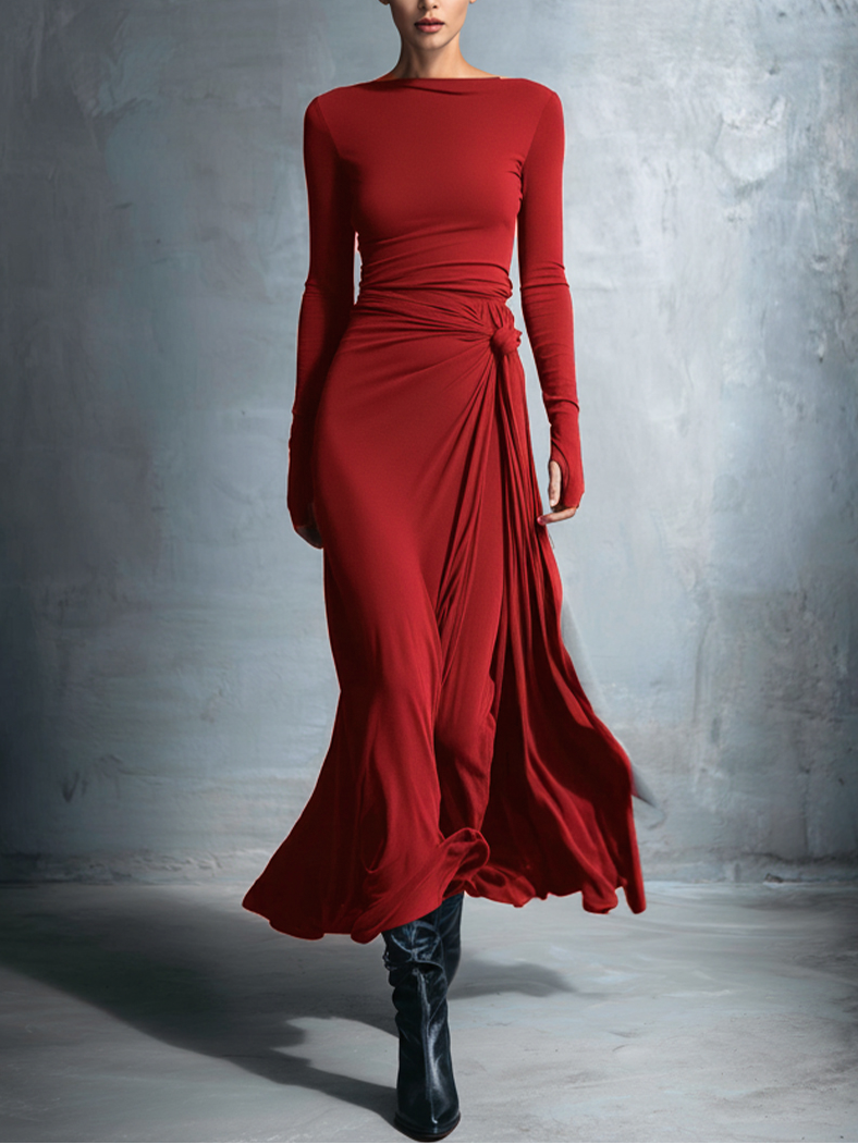 Alba - Long dress with side knot