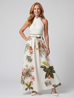 Imani | Halter Maxi with Botanical Panel