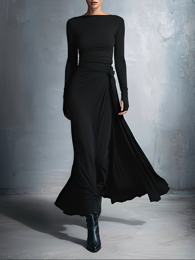 Alba - Long dress with side knot