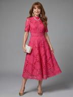 Maya | Eyelet Lace Midi Dress