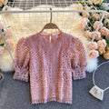 Hollow Lace Mesh Top