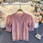Hollow Lace Mesh Top