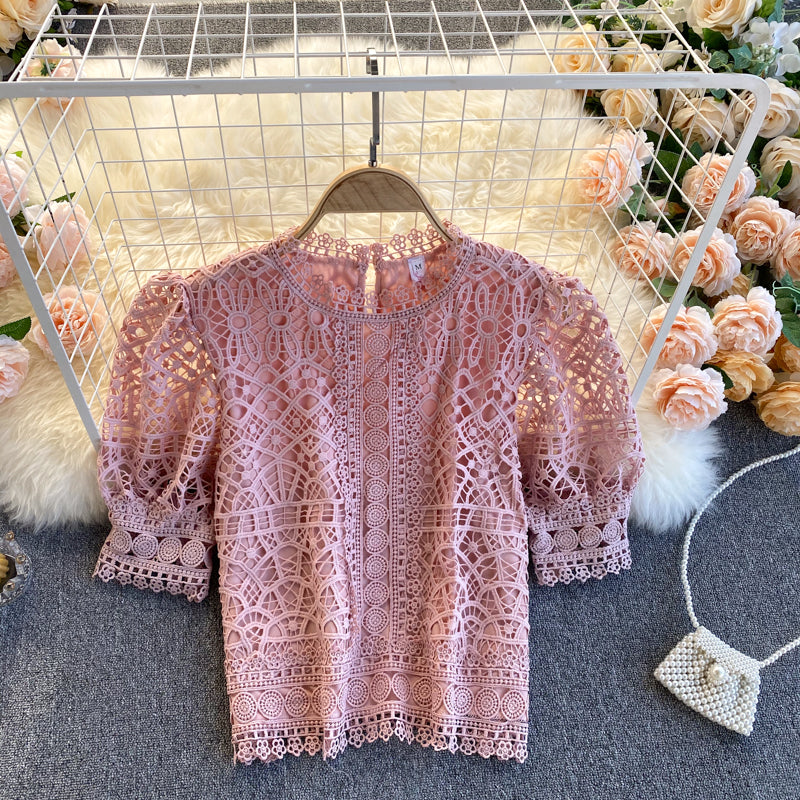 Hollow Lace Mesh Top