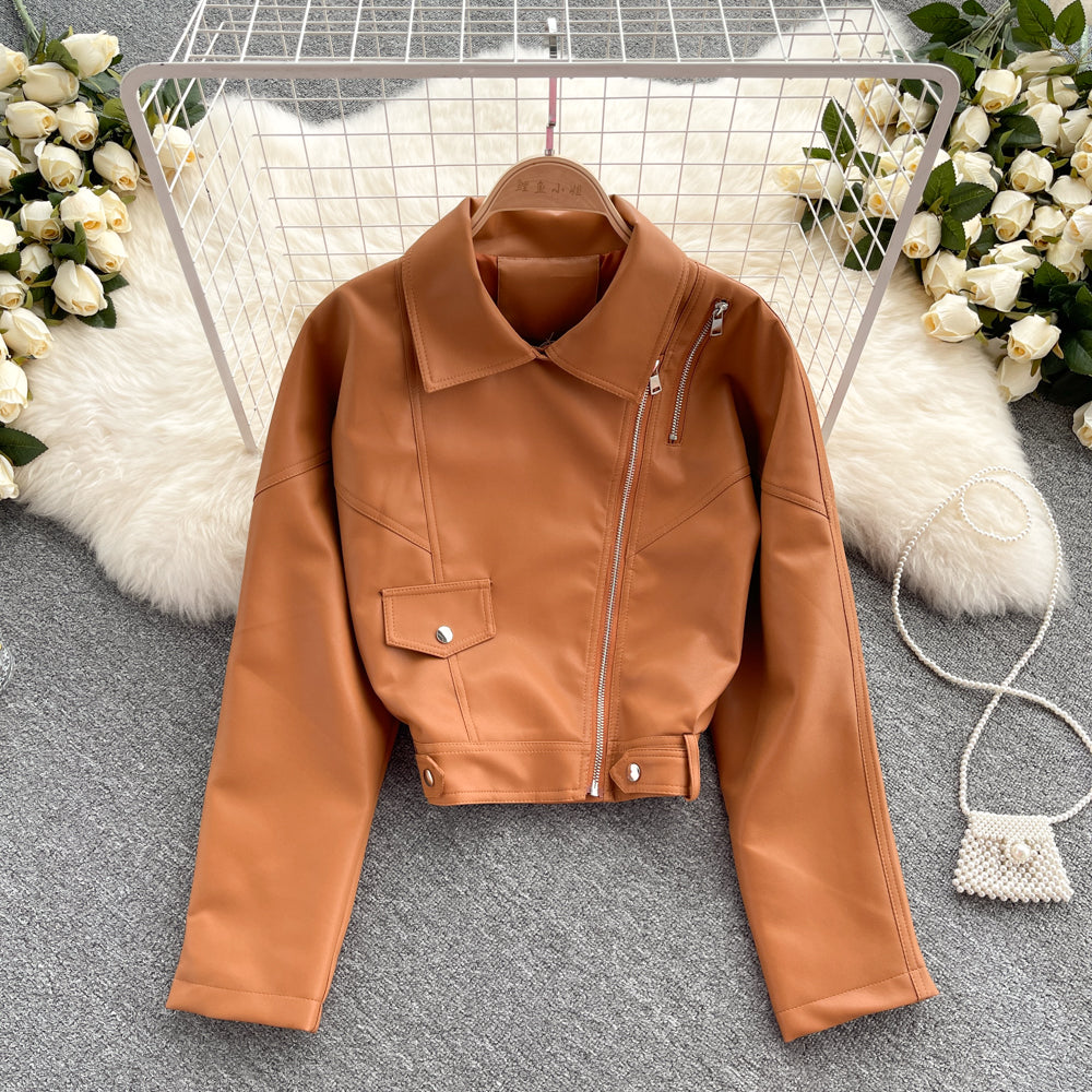 Vintage Short Pu Leather Jacket