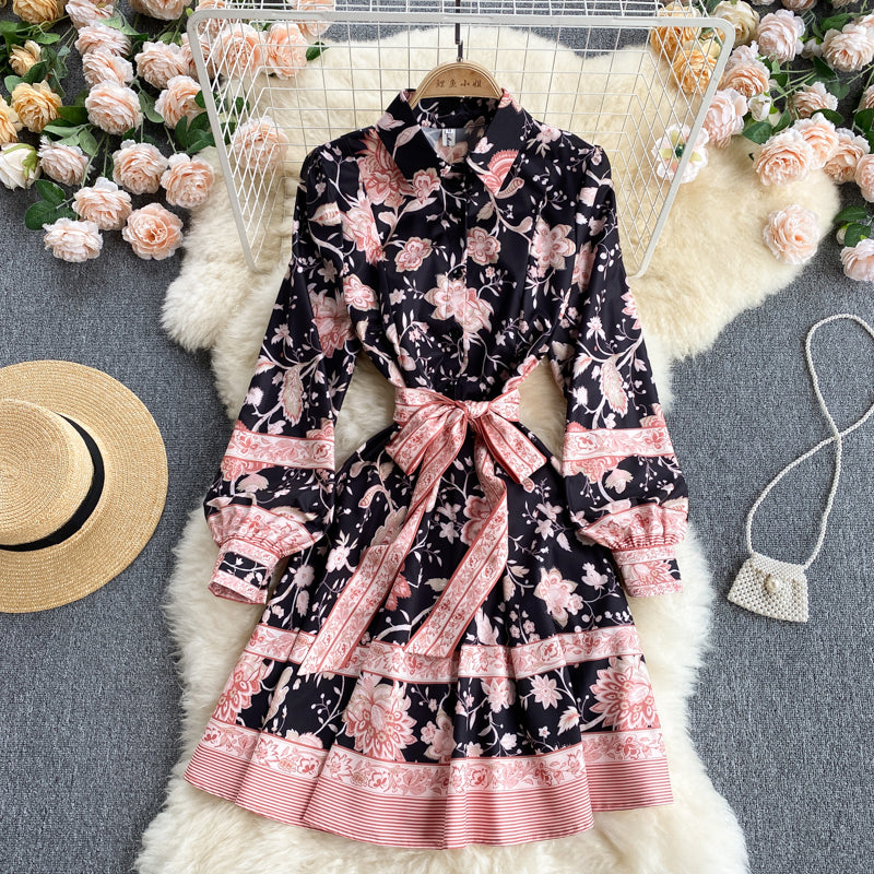 Printed Puff Sleeve Dress