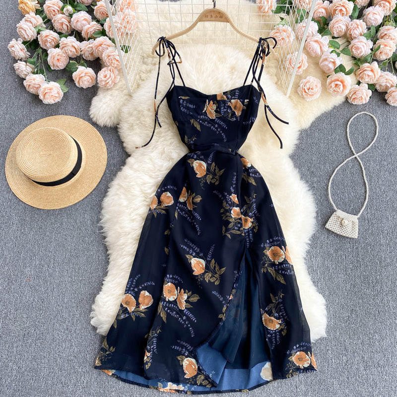 Printed Chiffon Suspender Skirt